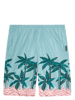 Palm Angels Palms Row-print swim shorts - Blue