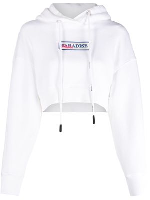 Palm Angels Paradise Palm cropped hoodie - White