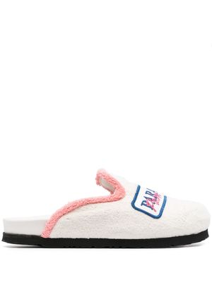 Palm Angels Paradise patch terry-cloth mules - White