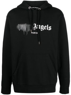 Palm Angels Paris sprayed-logo hoodie - Black