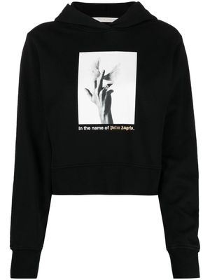 Palm Angels photograph-print cropped hoodie - Black
