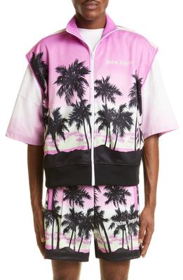 Palm Angels Pink Sunset Track Vest in Purple Black