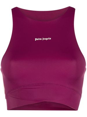 Palm Angels printed-logo crop top - Purple