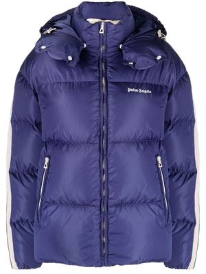 Palm Angels quilted hooded track jacket - Blue