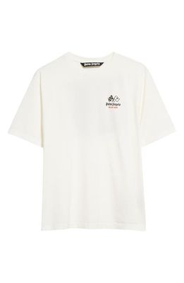 Palm Angels Racing Helmet Cotton Graphic T-Shirt in Offwhite Black