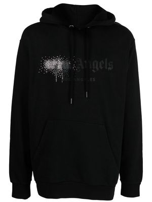 Palm Angels rhinestone-embellished logo print hoodie - Black