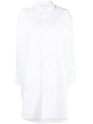 PALM ANGELS rhinestone logo shirt dress - White