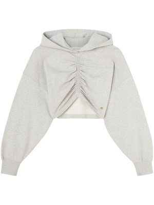 Palm Angels ruched-detail cropped hoodie - Grey