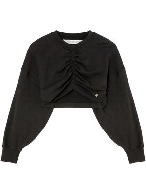 Palm Angels ruched-detail cropped sweatshirt - Black
