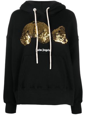 Palm Angels sequined-bear oversized hoodie - Black