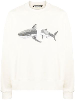 Palm Angels Shark-print crew-neck sweatshirt - Neutrals