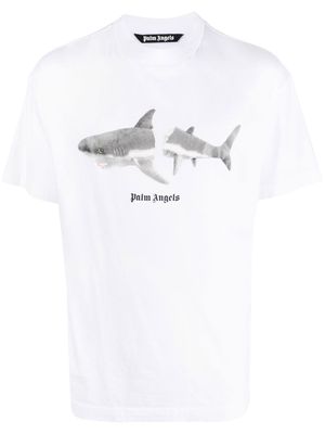 Palm Angels Shark-print organic cotton T-shirt - White