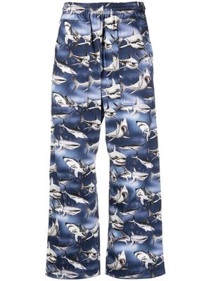 Palm Angels Sharks Easy wide-leg trousers - Blue