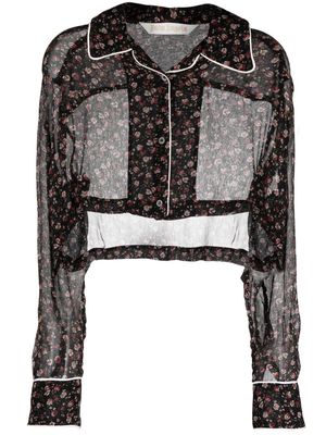 Palm Angels sheer cropped blouse - Black