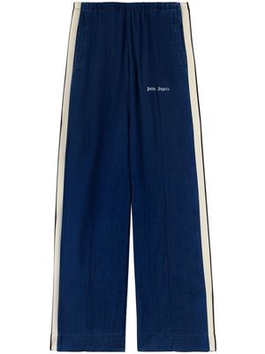 Palm Angels side-stripe chambray trousers - Blue