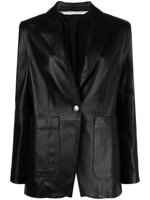 PALM ANGELS side stripe leather blazer - Black
