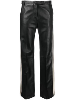 PALM ANGELS side stripe leather trousers - Black