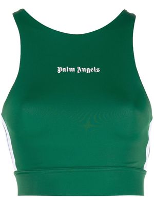 Palm Angels side-stripe logo-print top - Green