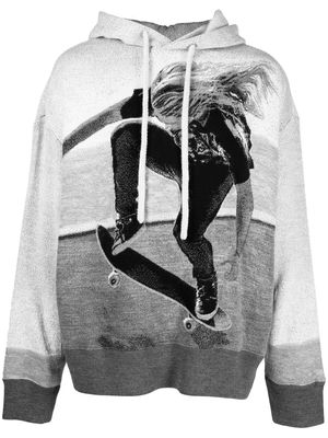 Palm Angels Skater-pattern panelled hoodie - Grey