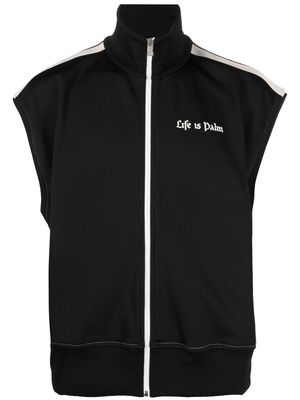 Palm Angels slogan-print sleeveless sport jacket - Black