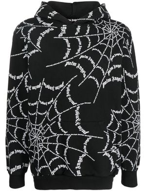 Palm Angels spider web print hoodie - Black
