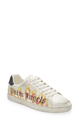Palm Angels Spray Paint Sneaker in White Yellow