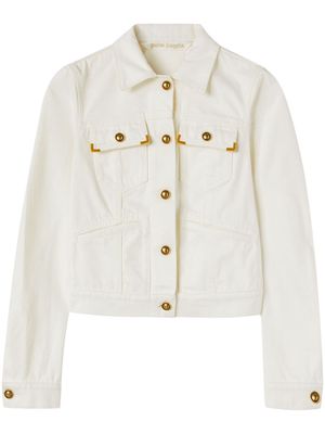 Palm Angels spread-collar cotton denim jacket - White