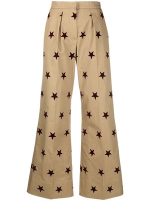 Palm Angels star print wide-leg tailored trousers - Neutrals