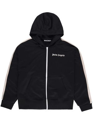 Palm Angels stripe-detail zip-up hoodie - BLACK