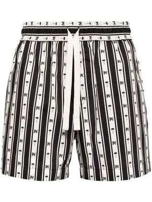 Palm Angels stripe-jacquard cotton shorts - White