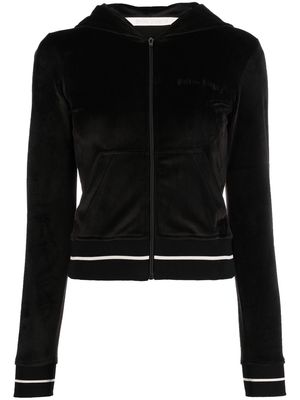 Palm Angels stripe-trim chenille hoodie - Black