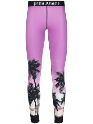 Palm Angels Sunset logo leggings - Purple