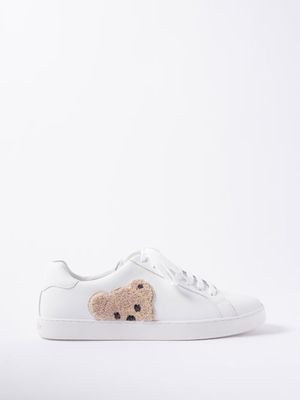 Palm Angels - Teddy Bear-appliqué Leather Trainers - Mens - White