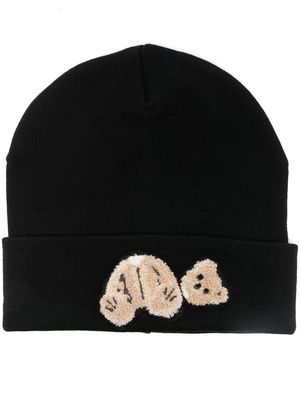 Palm Angels teddy bear-patch beanie - Black