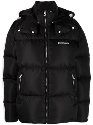 Palm Angels Track hooded puffer jacket - Black