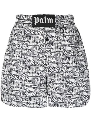 Palm Angels Waves-print boxer shorts - White