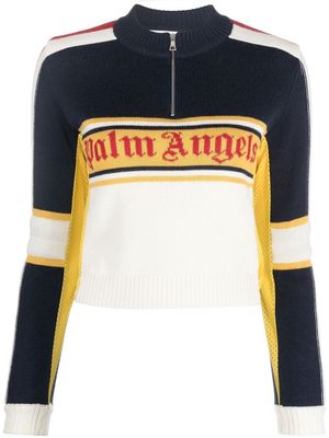 Palm Angels zipped knitted jumper - Blue