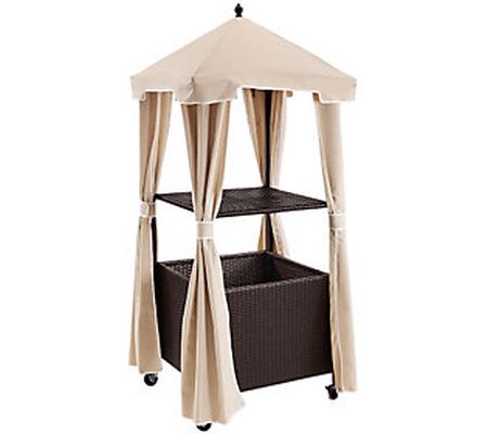 Palm Harbor Outdoor Wicker Towel Valet with Cov er