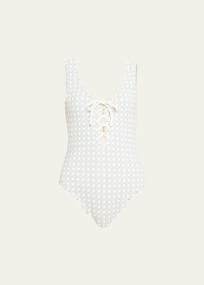 Palm Springs Scalloped Lace-Up Maillot