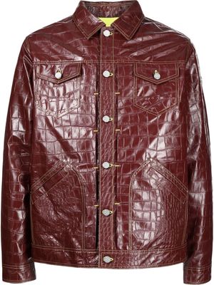 Palmer crocodile-effect faux leather jacket - Red