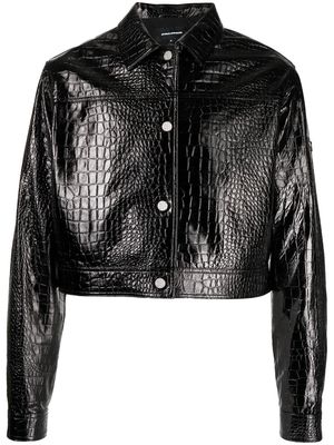 Palmer crocodile-embossed patent leather jacket - Black
