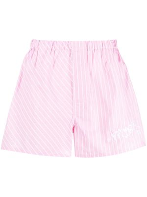 Palmer embroidered-logo striped shorts - Pink