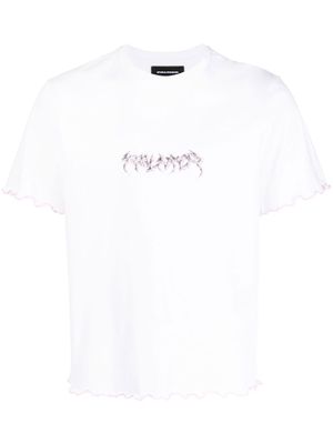 Palmer logo-print fluted-hem T-shirt - White