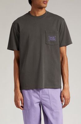 PALMES Baron Von Slam Organic Cotton Pocket T-Shirt in Dark Grey