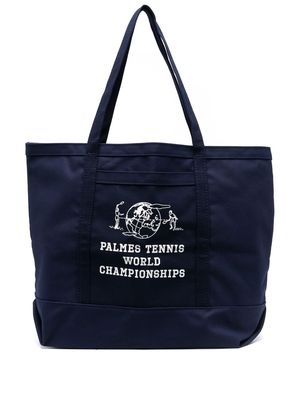 Palmes Championship-print tote bag - Blue