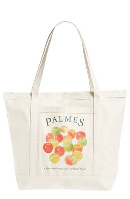 PALMES Extra Large Apples Cotton Zip Tote in Nature