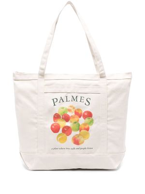Palmes fruit-print cotton tote bag - Neutrals