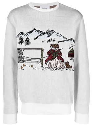 Palmes intarsia-knit crew neck jumper - White