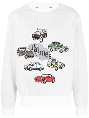 Palmes intarsia logo-knit jumper - White