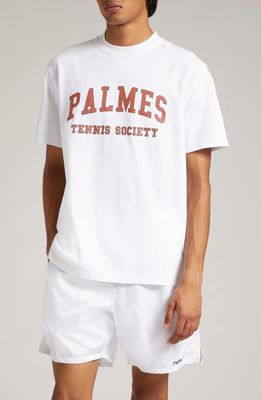 PALMES Ivan Organic Cotton Logo Graphic T-Shirt in White